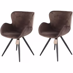 Lot de 2 Chaises velours marron et pieds métal noir - fauteuil design contemporain scandinave - LOTUS