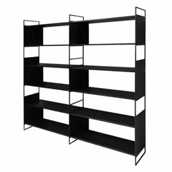 Bibliothèque 6 étagères L.180 cm en métal et décor bois noir - CONCEPT