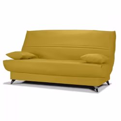 Clic clac tissu jaune matelas Bultex® epaisseur 14 cm - HAROLD - 130x190 cm - Ferme - Convertible - Coffre de rangement