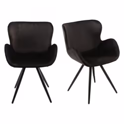 Lot de 2 chaises velours noir et piètement métal noir - LOTUS Meubletmoi