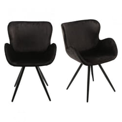 Lot de 2 chaises velours noir et piètement métal noir - LOTUS Meubletmoi