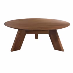 Table basse ronde en bois brun D.90 cm avec 3 pieds inclinés - ZARA