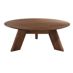 Table basse ronde en bois brun D.90 cm avec 3 pieds inclinés - ZARA