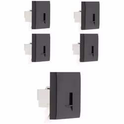Lot de 5 prise TEL. RJ 45 cat.5 module large - Noir Prise téléphonique RJ45 catégorie 5. Couleur: Noir. Fixation à vis ou à g ...