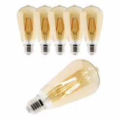 Lot de 6 ampoules déco filament LED ambrée 4W E27 - Elexity