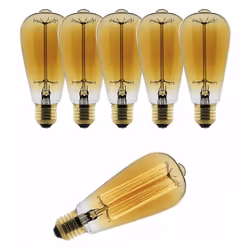 Lot de 6 ampoules Déco filament carbone Edison 25W E27 2700K (blanc chaud) Lot de 6 ampoules Déco filament carbone Edison 25W ...