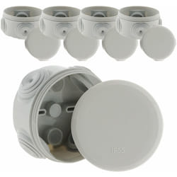 Zenitech - Lot de 5 Boîtes de dérivation IP55 Ø70x35mm - Gris