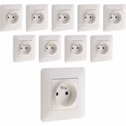 Gamme ARTEZO Prise 2P+T simple 16A Puissance maximum 3680W sous 230V. Installation encastrée sur tout type de boîte d'encastr ...