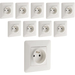 Lot de 10 prises 2P+T 16A simple - Blanc - Artezo - Zenitech