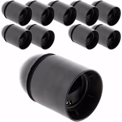 Description générale Ce lot de 10 douilles E27 Thermoplastique Lisse Noir est idéal pour vos projets d'éclairage. Fabriquées ...