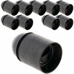 Zenitech - Lot de 10 douilles lisses sans bague - E27 - noir