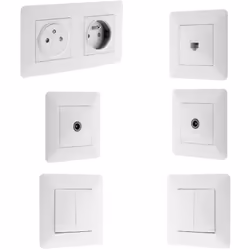 Interrupteur va et vient+ prise TV Ø9,52mm + prise réseau RJ45 CAT6 + double prise affleurante 2P+T 16A Artezo Zenitech Carac ...