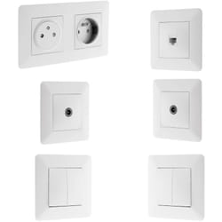 Zenitech - Interrupteur va et vient + prise tv + RJ45 + double prise affleurante - Artezo
