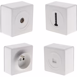 Prise simple en saillie + prise TV Ø9,52 mm + prise tel RJ45 + prise téléphone 8 plots - Zenitech Caractéristiques de la pris ...