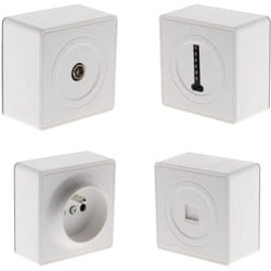 Zenitech - Prise simple en saillie + prise tv Ø9,52 mm + prise téléphone RJ45 + prise téléphone 8 plots