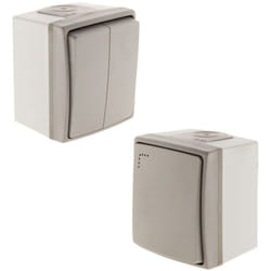 Zenitech - Interrupteur double va et vient + bouton poussoir IP55