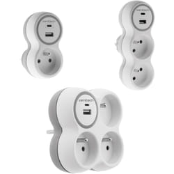 Zenitech - Set de 3 prises 16A + usb - simple, double et triple