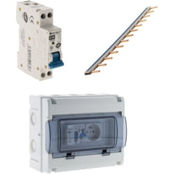 Zenitech - Peigne 13 modules + coffret électrique 8 modules + disjoncteur phase neutre 10A - 3kA