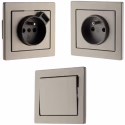 Ensemble interrupteur va et vient + prise 2 P+T inox brossé + prise 2 P+T avec chargeur USB 2,4A - Art'Flat Caractéristiques  ...
