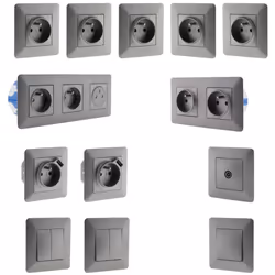 Prise Titanium 16A /250V + 2 interrupteurs va et vient (simple et double) + triple prise affleurante 2P+T + prise 16A + port  ...