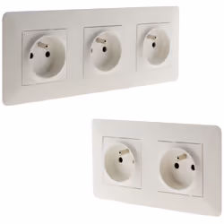 Caractéristiques de la double et triple prise 2P+T 16A - Zenitech : Modèle : double + simple prise 2P+T Couleur(s) : blanc Pr ...