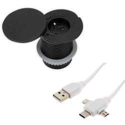 Otio - Prise encastrable 16A et câble usb universel 3 sorties offert - Zenitech
