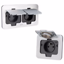 Pack de 2 prise de sol étanches simple et double 16A - 2P+T IP55 Protec Prise de sol étanche rectangulaire 16A - 2P+T IP55 -  ...
