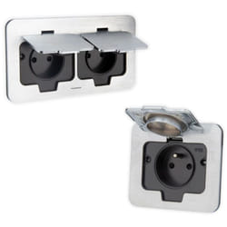 Protec - Prise de sol étanche simple + double 16A - 2P+T IP55 - métal Brossé