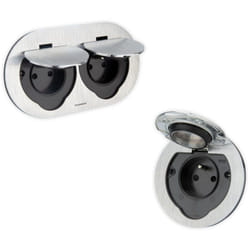 Protec - Prise de sol simple + double IP55 16A - 2P+T - métal brossé - Initiale