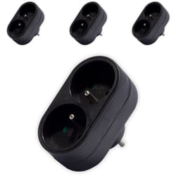 Chacon - Lot de 4 biplites domino 2x16A 3500W 250V - Noir