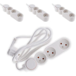 Zenitech - Lot de 4 multiprises Home 3 prises 16A 2P+T - Blanc