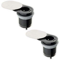 Otio - Lot de 2 blocs prises encastrables compact - 2P+T 16A - Clapet à glissière - port usb - Plan de travail - Noir