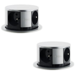 Otio - Lot de 2 blocs multiprises Inox encastrables compact - bureau ou cuisine Inox