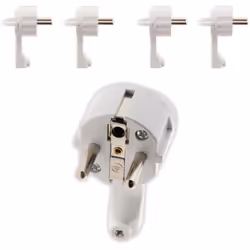 Fiche mâle 2P+T 16A extra plate Blanc - Zenitech Fiche électrique mâle extraplate 2P+T 16A de couleur blanche et avec sortie ...