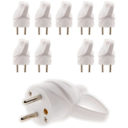 Zenitech - Lot de 10 fiches mâles anneau -16A 2P+T - Blanc