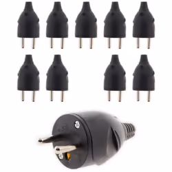 Fiche électrique mâle 2P+T 16A de couleur noire avec sortie droite. Convient pour câble électrique HO5VV-F 3G1/3G1,5mm² . Pui ...