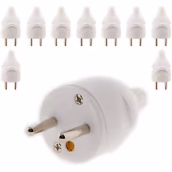 Fiche électrique mâle 2P+T 16A de couleur blanche . Convient pour un câble électrique HO5VV-F 3G1/3G1,5mm² Puissance 3680W ma ...
