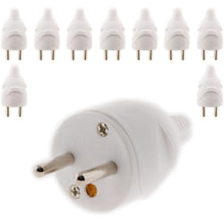 Zenitech - Lot de 10 fiches mâles 16A 2P+T - Blanc
