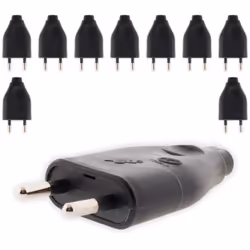 Fiche mâle 2P 6A avec sortie droite de couleur noire . Puissance max.: 3680W-230V . Convient pour câble électrique H03VVH2-F  ...