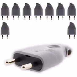 Fiche mâle 2P 6A latérale - Gris - Zenitech Fiche électrique mâle sortie latérale 2P 6A de couleur grise Convient pour câble ...