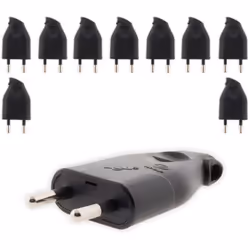 Zenitech - Lot de 10 fiches mâles 2P 6A latérales - Noir