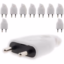 Zenitech - Lot de 10 fiches mâles 2P 6A latérales - Blanc