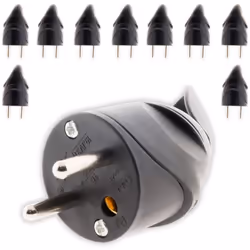Fiche mâle coudée 2P+T 16A - Noir - Zenitech Couleur : Noire Convient pour câble électrique HO5VV-F 3G1/3G1,5mm² Puissance ma ...