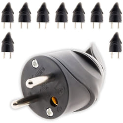Lot de 10 fiches mâles coudées 2P+T 16A - Noir - Zenitech