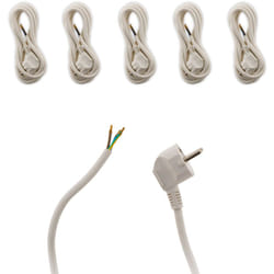 Lot de 6 cordons d'alimentation avec prise 16A 3G1,5mm² 2m - Blanc Zenitech