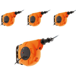 Zenitech - Lot de 4 enrouleurs muraux câble HO5VV-F 3G1mm² 11m + 2m - Orange