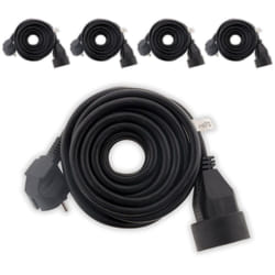 Zenitech - Lot de 5 prolongateurs 16A HO5VV-F 3G1,5mm² - Noir 5m