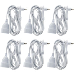 Zenitech - Lot de 6 prolongateurs sans terre avec fiche extraplate 2x 0,75mm² - Blanc 3m