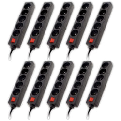 Lot de 10 bloc 5 prises 16A 2P+T + interrupteur - Noir - Zenitech