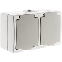 Zenitech - Lot de 5 doubles prises 2P+T 16A - Gris Clair IP54 - Akya